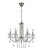 Diyas Leana 6 Light Pendant Light in Satin Nickel with Crystal