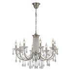 Diyas Leana 8 Light Pendant Light in Satin Nickel with Crystal