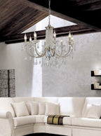 Diyas Leana 8 Light Pendant Light in Satin Nickel with Crystal