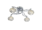 Diyas Leimo 4 Light Semi Flush Ceiling Light in Polished Chrome with Crystal