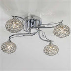 Diyas Leimo 4 Light Semi Flush Ceiling Light in Polished Chrome with Crystal