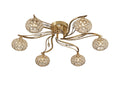 Diyas Leimo 6 Light Semi Flush Ceiling Light in French Gold with Crystal