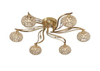 Diyas Leimo 6 Light Semi Flush Ceiling Light in French Gold with Crystal
