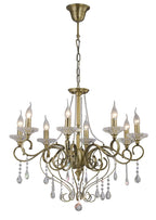 Diyas Libra 8 Light Pendant Light in Antique Brass with Crystal