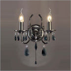 Diyas Luna 2 Light Wall Light in Black Chrome with Crystal