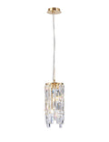 Diyas Maddison 2 Light Cylinder Pendant Light in French Gold with Crystal