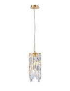 Diyas Maddison 2 Light Cylinder Pendant Light in French Gold with Crystal