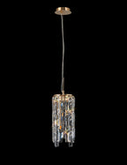 Diyas Maddison 2 Light Cylinder Pendant Light in French Gold with Crystal
