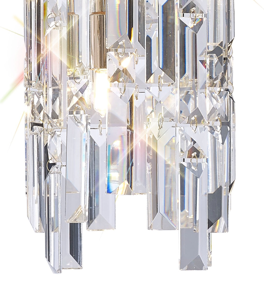 Diyas Maddison 2 Light Cylinder Pendant Light in French Gold with Crystal