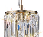 Diyas Maddison 2 Light Cylinder Pendant Light in French Gold with Crystal