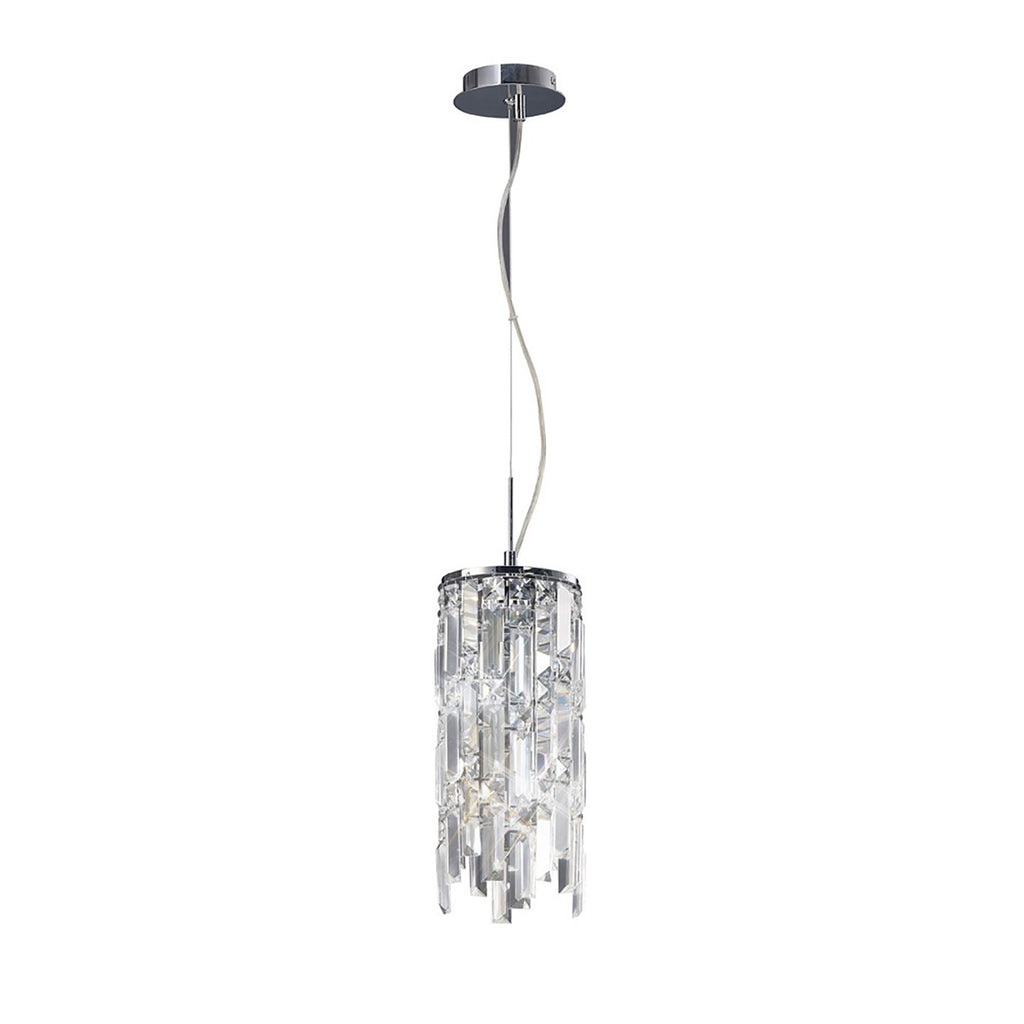 Diyas Maddison 2 Light Cylinder Pendant Light in Polished Chrome with Crystal