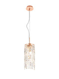 Diyas Maddison 2 Light Cylinder Pendant Light in Rose Gold with Crystal