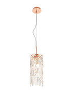 Diyas Maddison 2 Light Cylinder Pendant Light in Rose Gold with Crystal