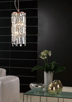 Diyas Maddison 2 Light Cylinder Pendant Light in Rose Gold with Crystal