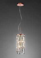 Diyas Maddison 2 Light Cylinder Pendant Light in Rose Gold with Crystal
