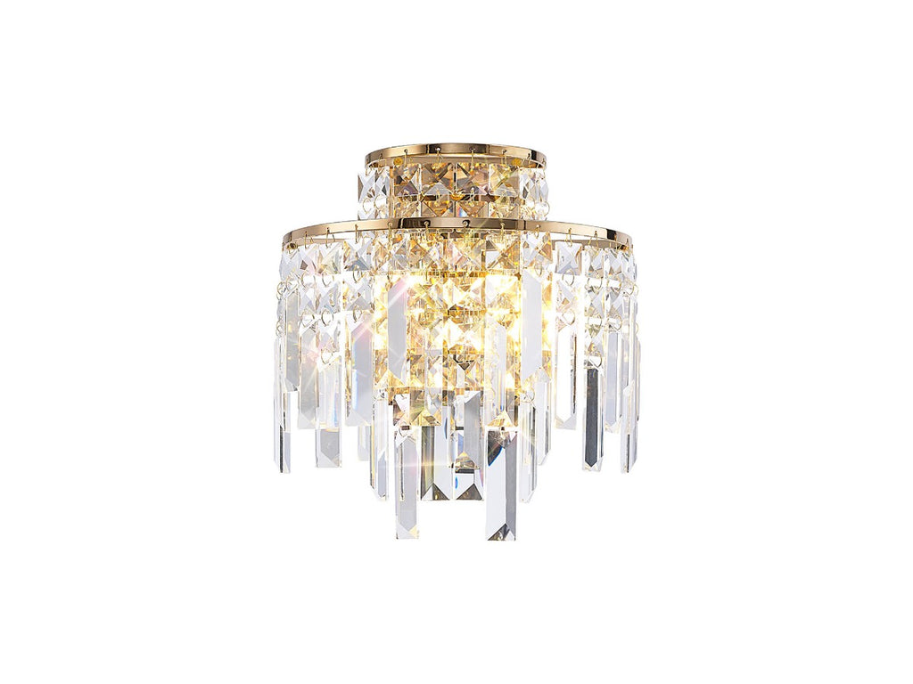 Diyas Maddison 2 Light Wall Light in French Gold with Crystal