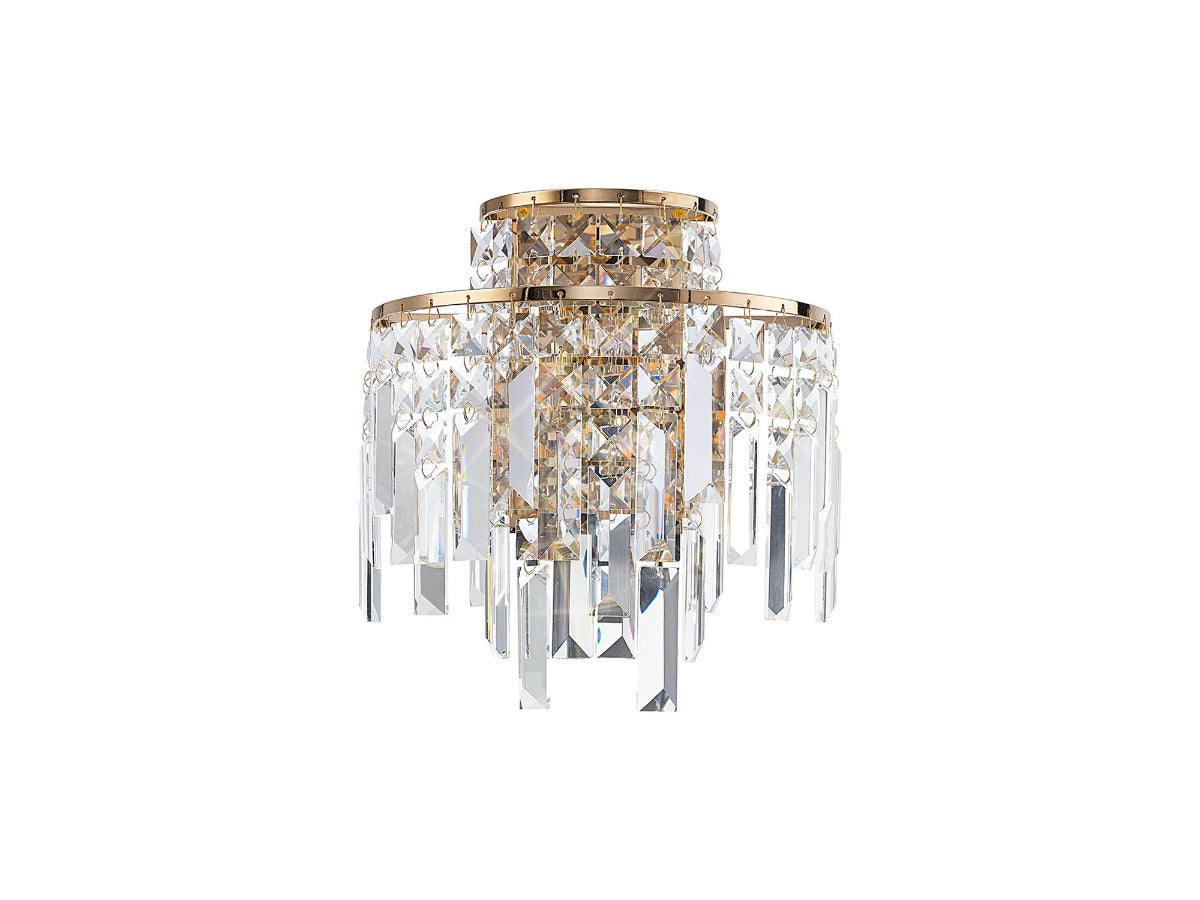 Diyas Maddison 2 Light Wall Light in French Gold with Crystal