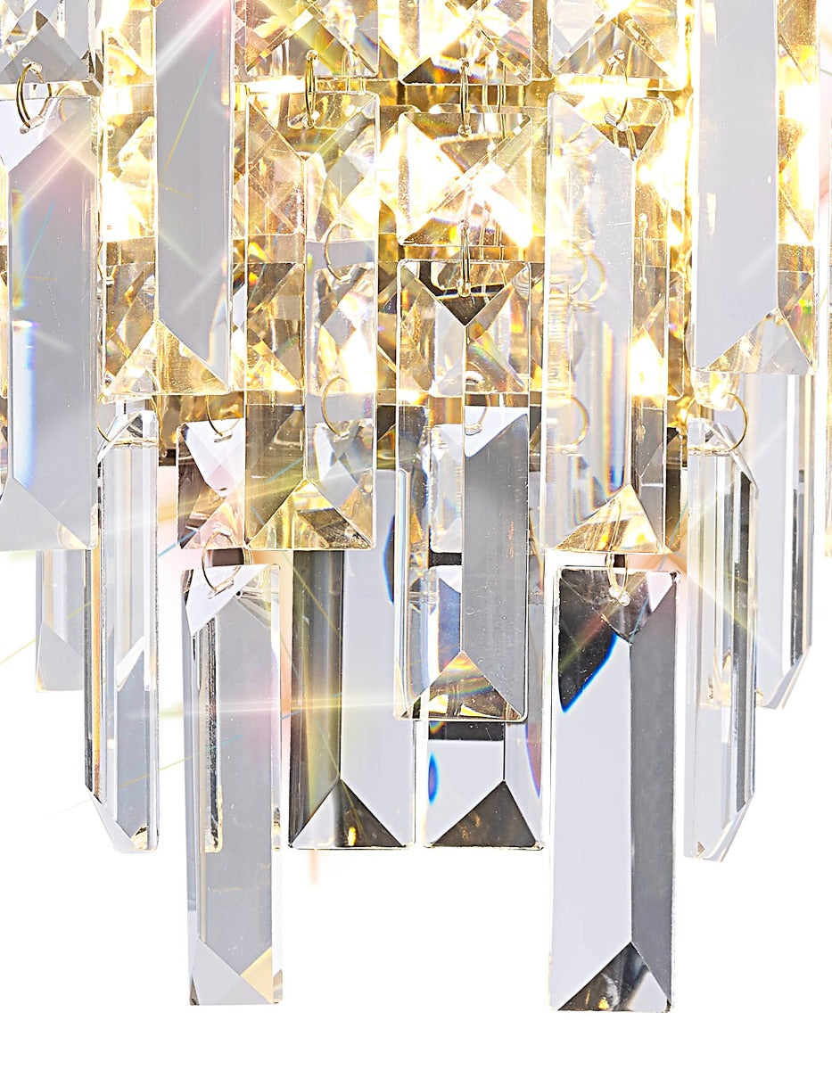 Diyas Maddison 2 Light Wall Light in French Gold with Crystal