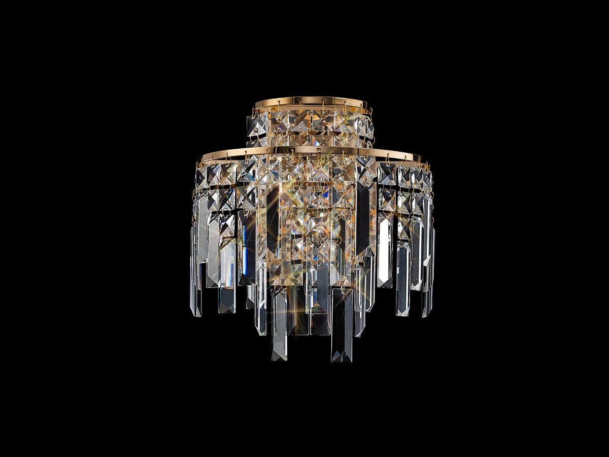 Diyas Maddison 2 Light Wall Light in French Gold with Crystal