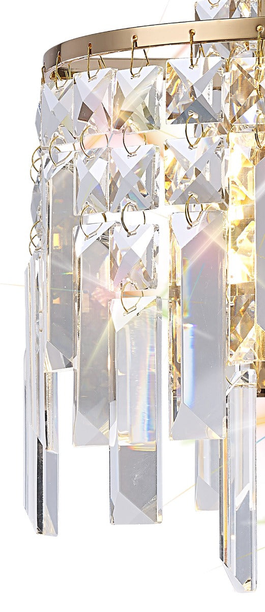 Diyas Maddison 2 Light Wall Light in French Gold with Crystal