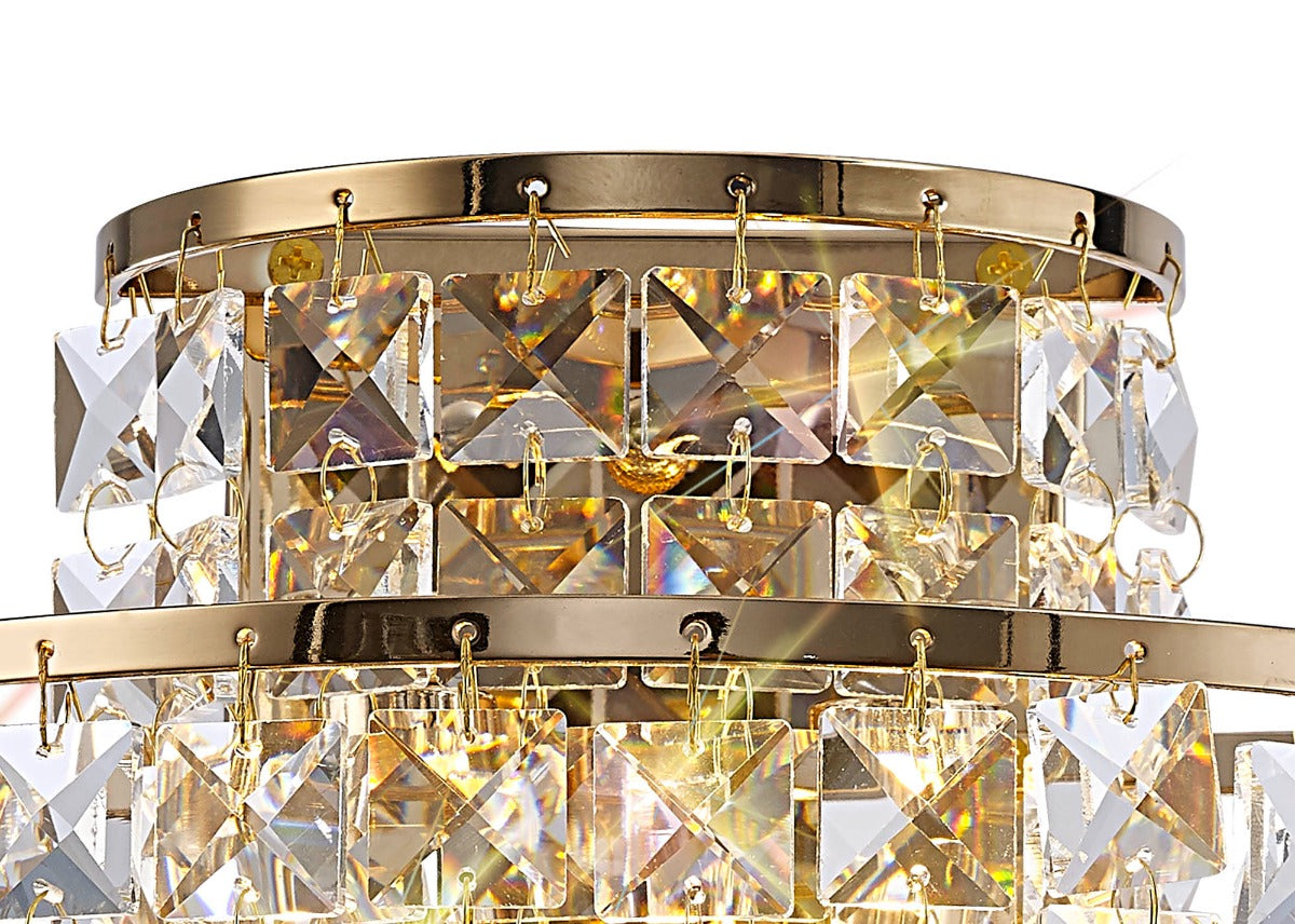 Diyas Maddison 2 Light Wall Light in French Gold with Crystal