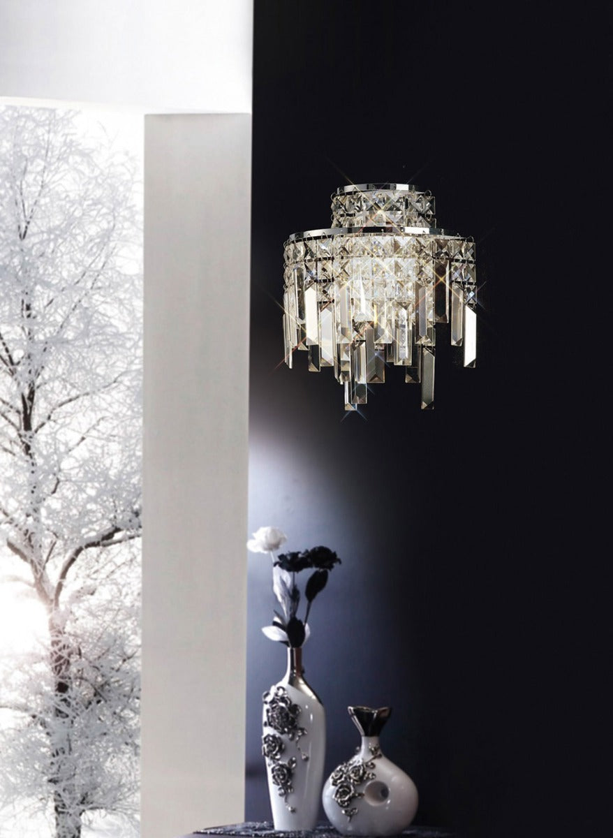 Diyas Maddison 2 Light Wall Light in Polished Chrome with Crystal