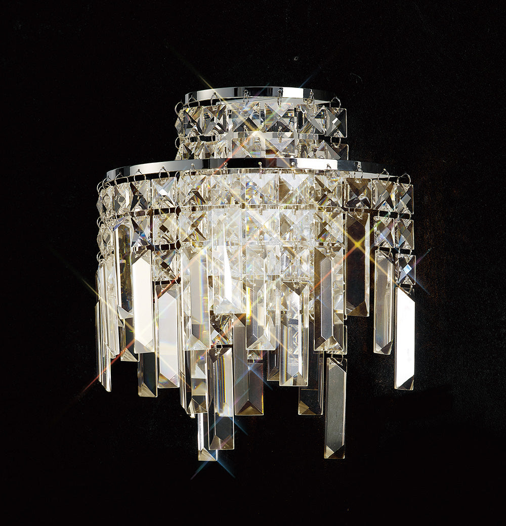 Diyas Maddison 2 Light Wall Light in Polished Chrome with Crystal