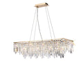 Diyas Maddison 6 Light Rectangular Bar Pendant Light in French Gold with Crystal