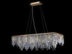 Diyas Maddison 6 Light Rectangular Bar Pendant Light in French Gold with Crystal