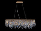Diyas Maddison 6 Light Rectangular Bar Pendant Light in French Gold with Crystal