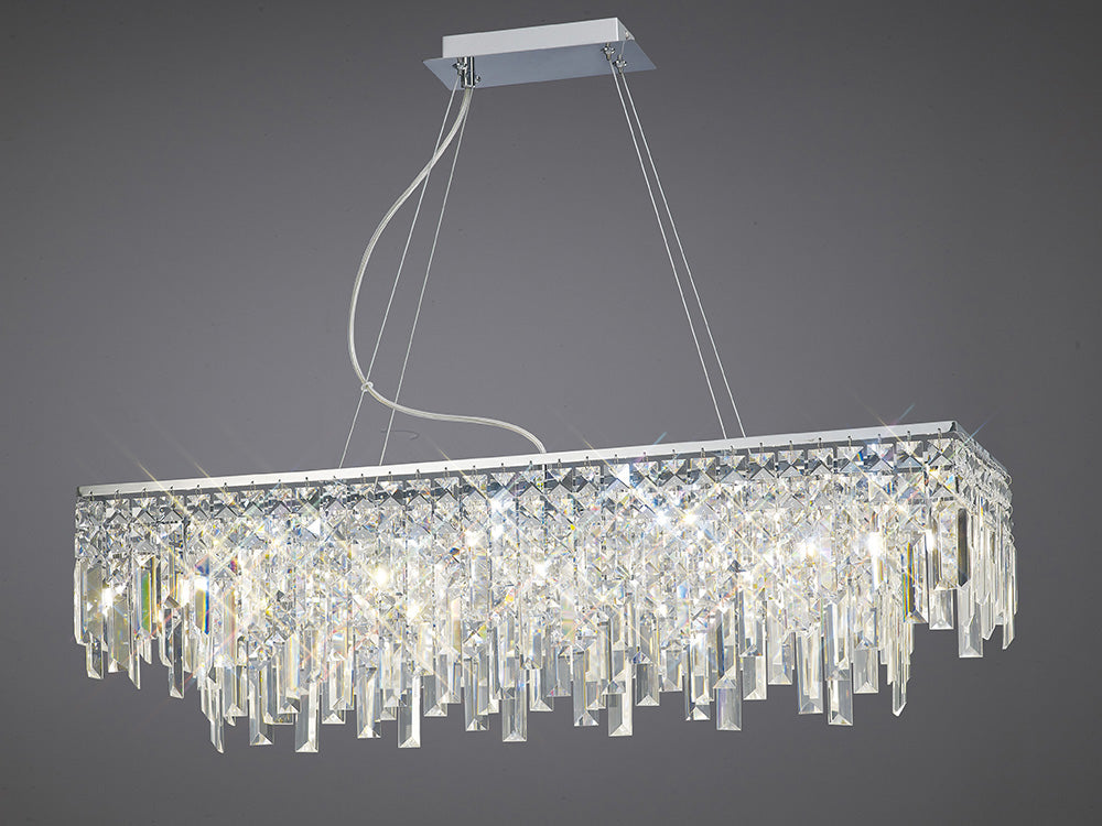 Diyas Maddison 6 Light Rectangular Pendant Light in Polished Chrome with Crystal
