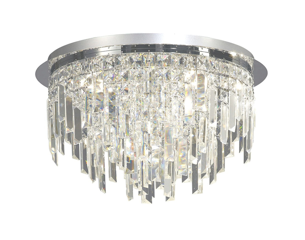Diyas Maddison 6 Light Round Ceiling Light in Polished Chrome with Crystal