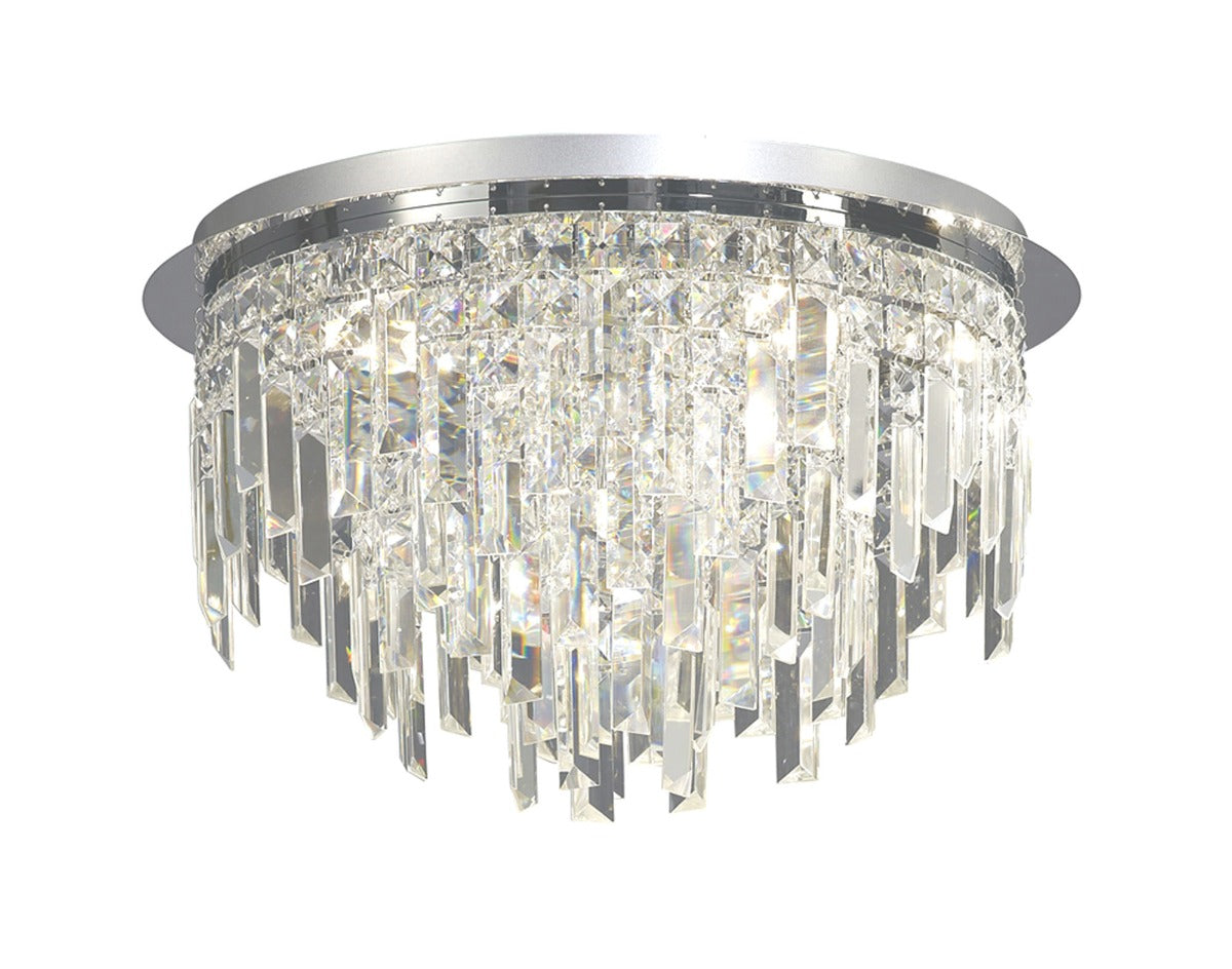 Diyas Maddison 6 Light Round Ceiling Light in Polished Chrome with Crystal