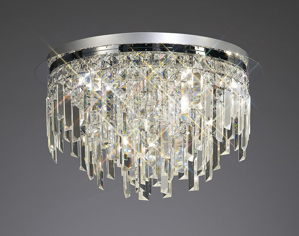 Diyas Maddison 6 Light Round Ceiling Light in Polished Chrome with Crystal