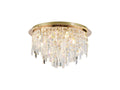 Diyas Maddison 6 Light Round Flush Ceiling Light in French Gold with Crystal