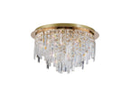 Diyas Maddison 6 Light Round Flush Ceiling Light in French Gold with Crystal