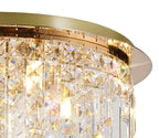Diyas Maddison 6 Light Round Flush Ceiling Light in French Gold with Crystal