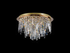 Diyas Maddison 6 Light Round Flush Ceiling Light in French Gold with Crystal