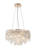 Diyas Maddison 6 Light Round Pendant Light in French Gold with Crystal