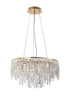 Diyas Maddison 6 Light Round Pendant Light in French Gold with Crystal
