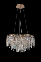 Diyas Maddison 6 Light Round Pendant Light in French Gold with Crystal