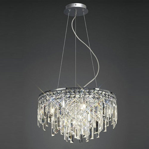 Diyas Maddison 6 Light Round Pendant Light in Polished Chrome with Crystal