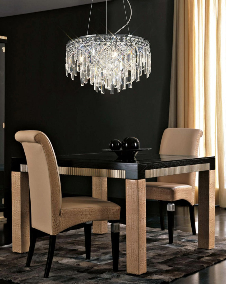 Diyas Maddison 6 Light Round Pendant Light in Polished Chrome with Crystal