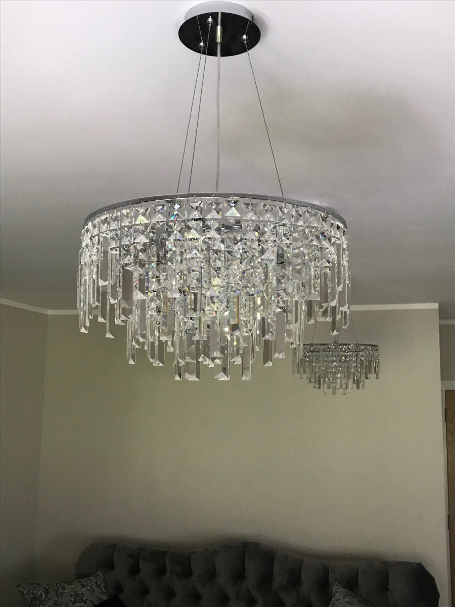 Diyas Maddison 6 Light Round Pendant Light in Polished Chrome with Crystal