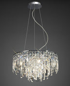 Diyas Maddison 6 Light Round Pendant Light in Polished Chrome with Crystal