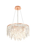 Diyas Maddison 6 Light Round Pendant Light in Rose Gold with Crystal