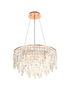 Diyas Maddison 6 Light Round Pendant Light in Rose Gold with Crystal