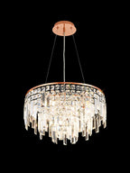 Diyas Maddison 6 Light Round Pendant Light in Rose Gold with Crystal