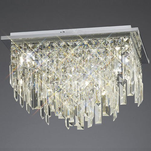 Diyas Maddison 6 Light Square Ceiling Light in Polished Chrome with Crystal