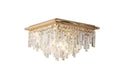 Diyas Maddison 6 Light Square Flush Ceiling Light in French Gold with Crystal
